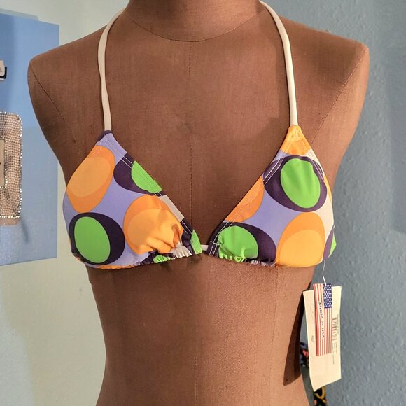 Chica Rica Triangle Bikini Top in Ozone Print - Picture 2 of 11